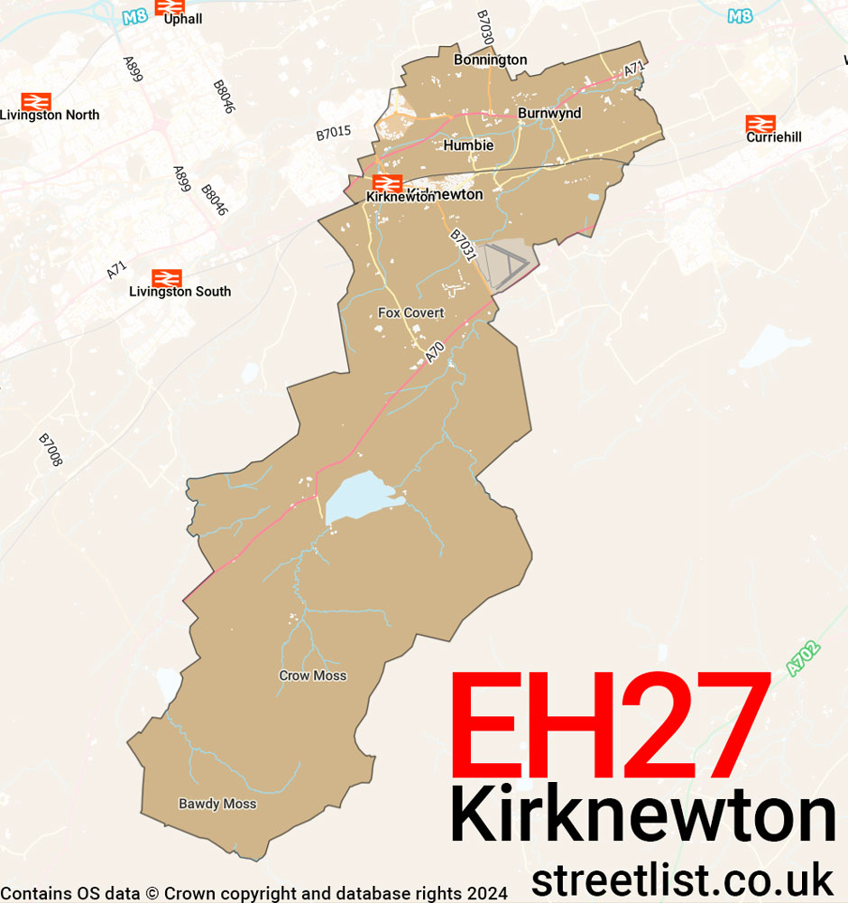 Map of the EH27 postcode