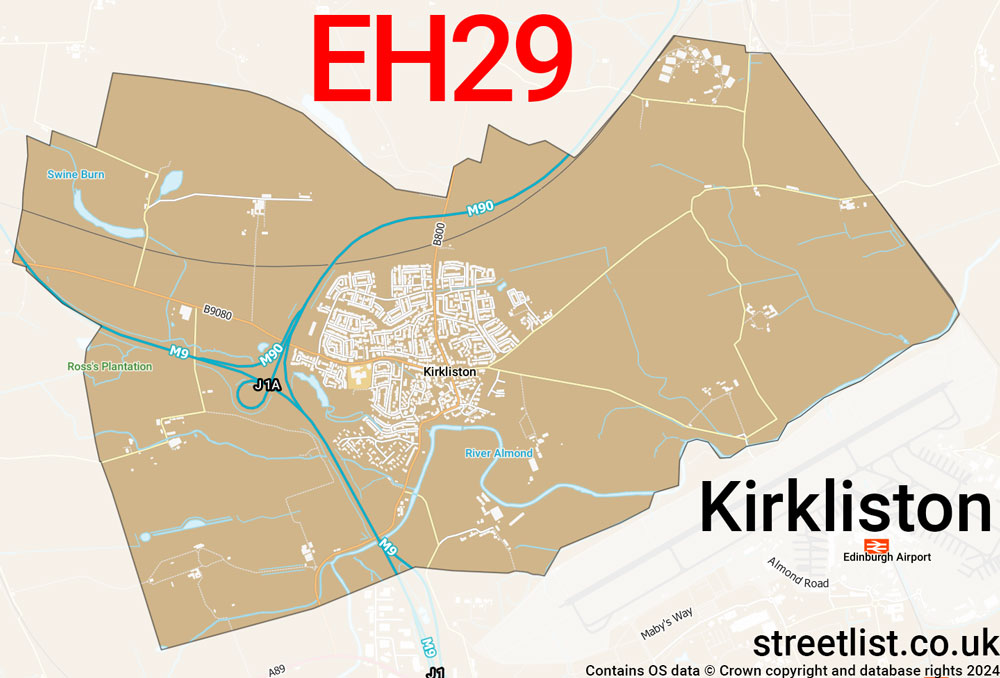 Map of the EH29 postcode