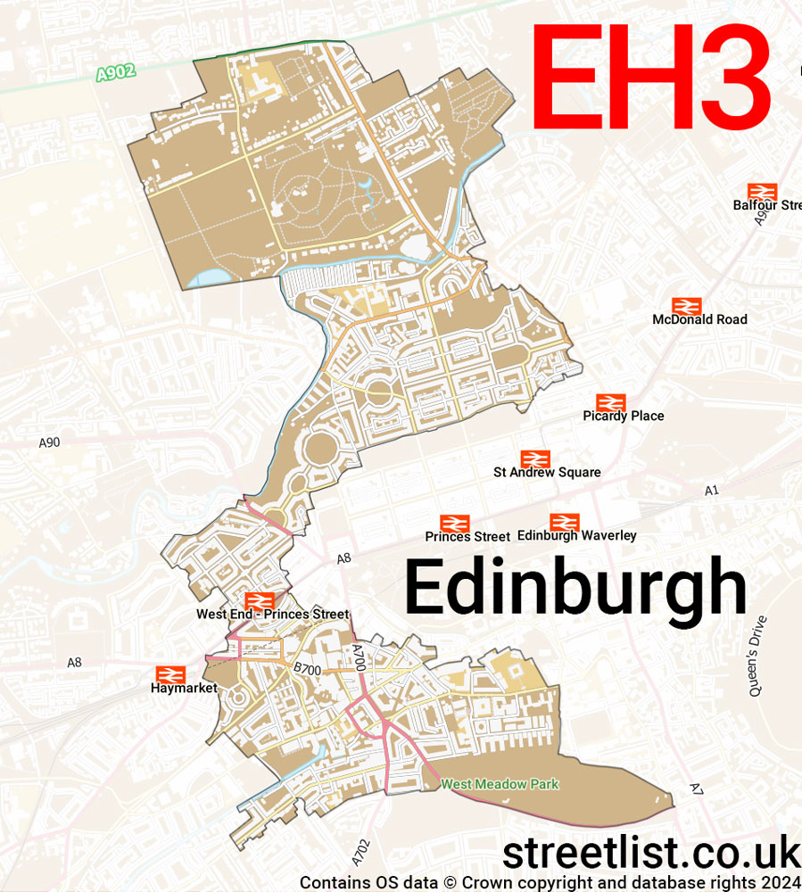 Map of the EH3 postcode