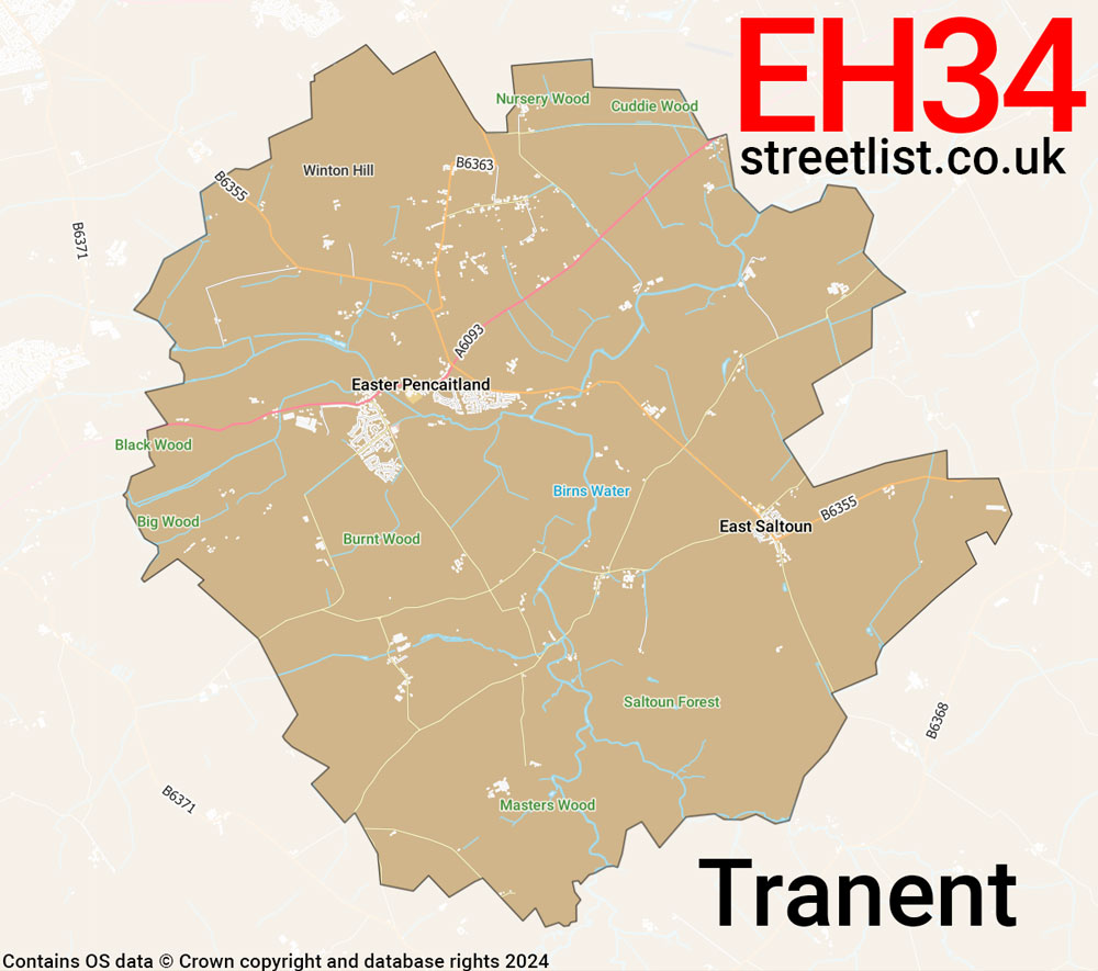 Map of the EH34 postcode