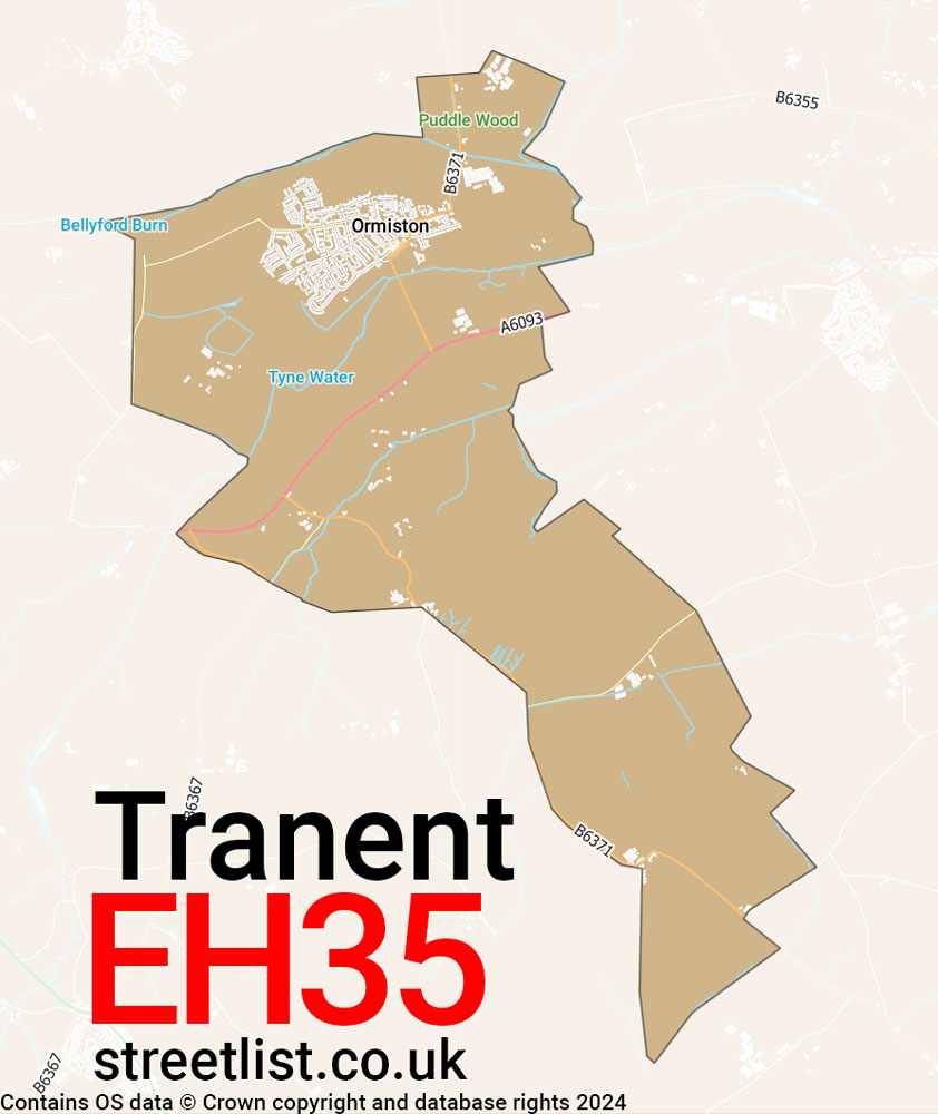 Map of the EH35 postcode