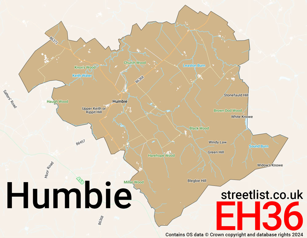 Map of the EH36 postcode