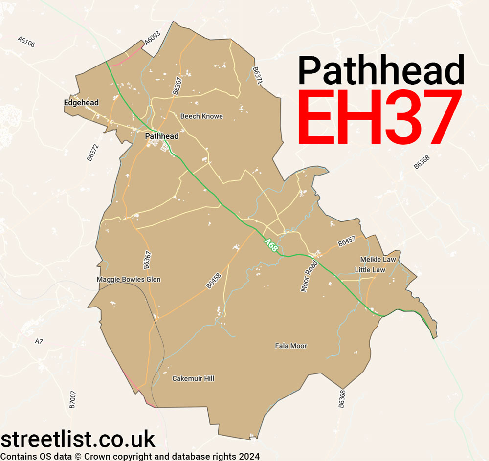 Map of the EH37 postcode