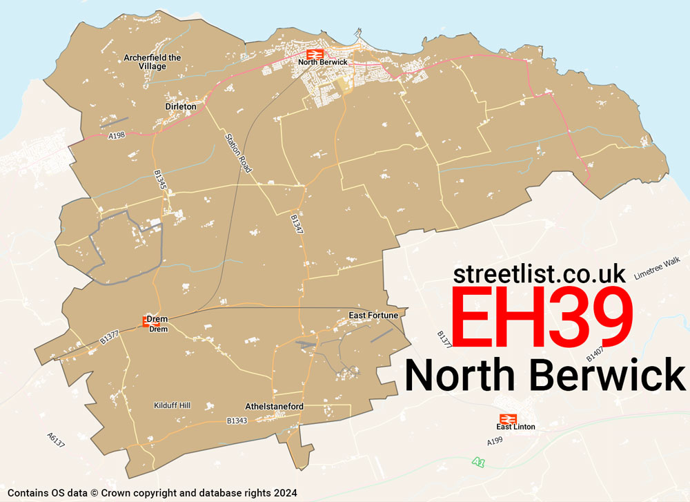 Map of the EH39 postcode