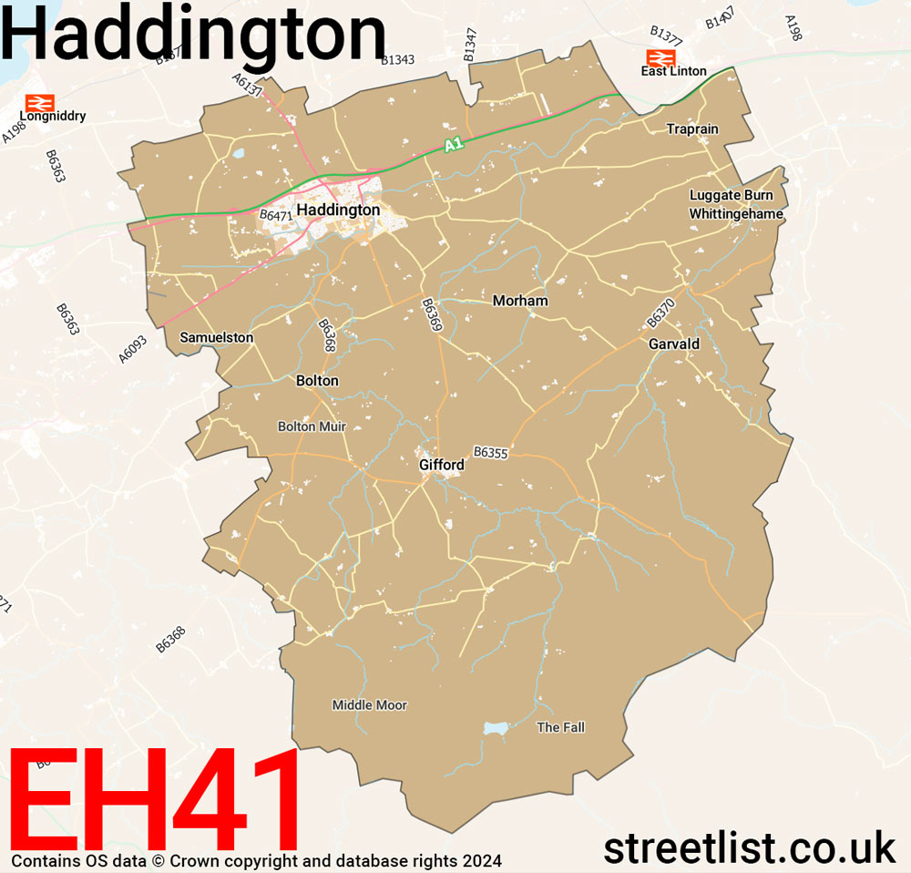 Map of the EH41 postcode