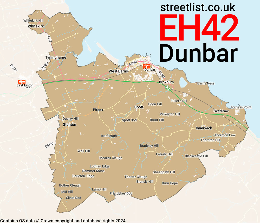 Map of the EH42 postcode