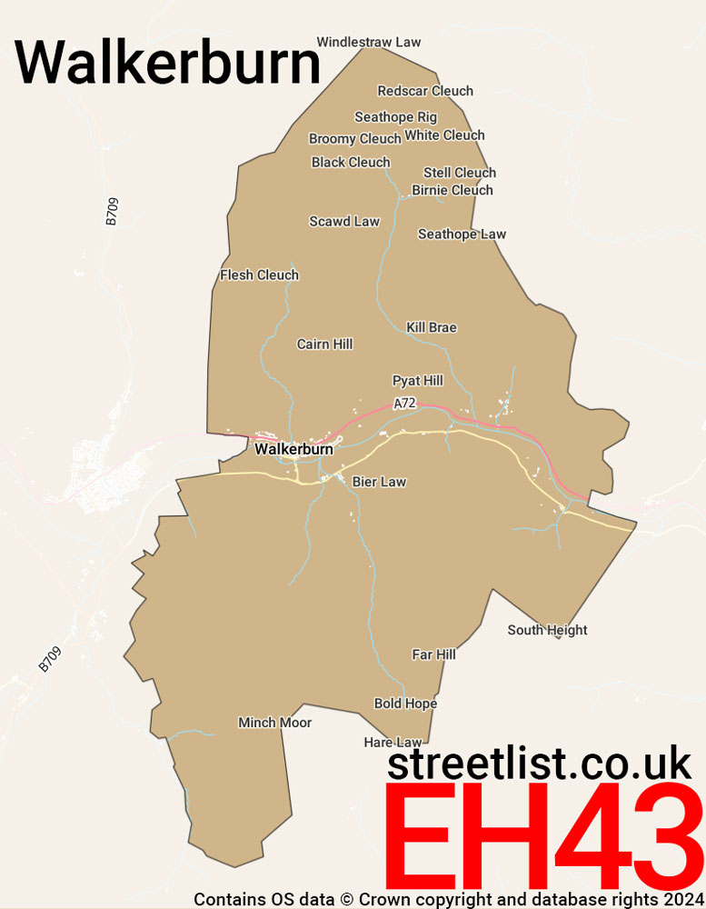 Map of the EH43 postcode