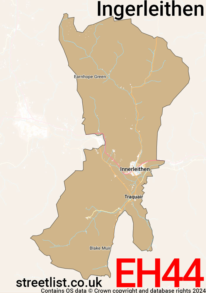 Map of the EH44 postcode