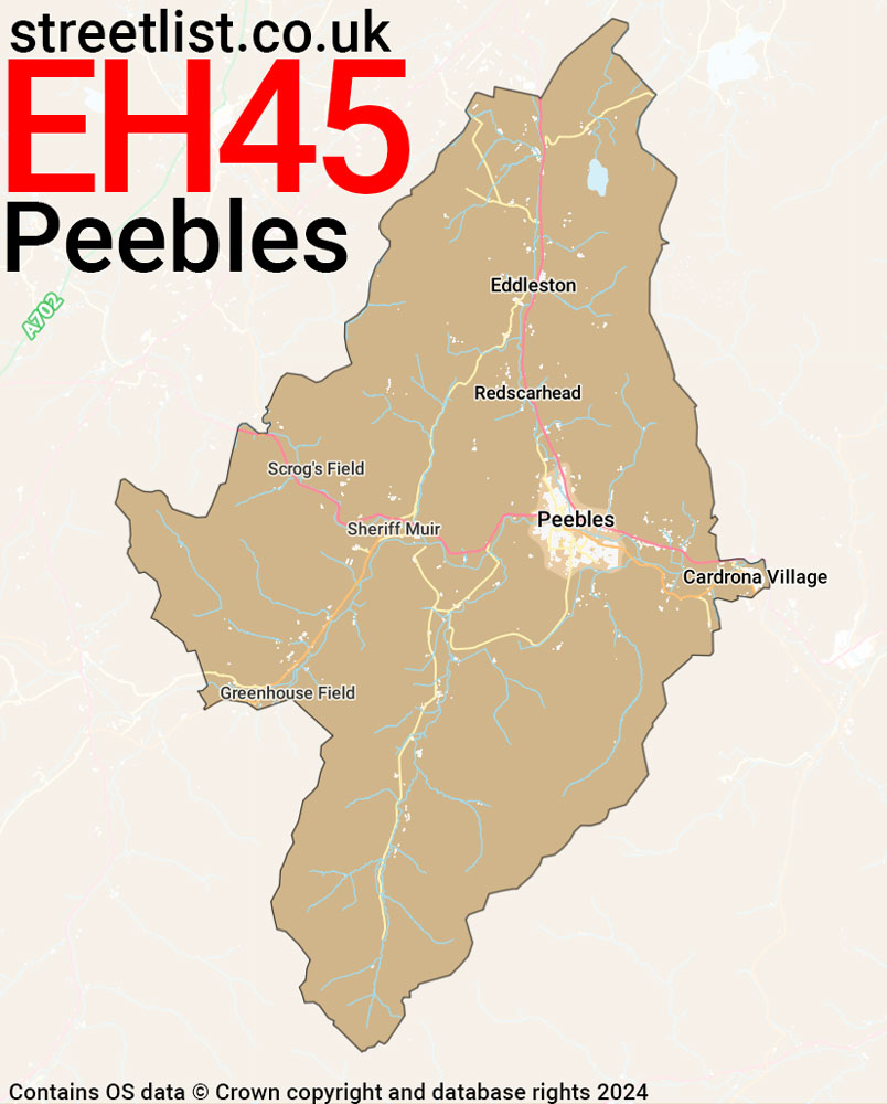 Map of the EH45 postcode