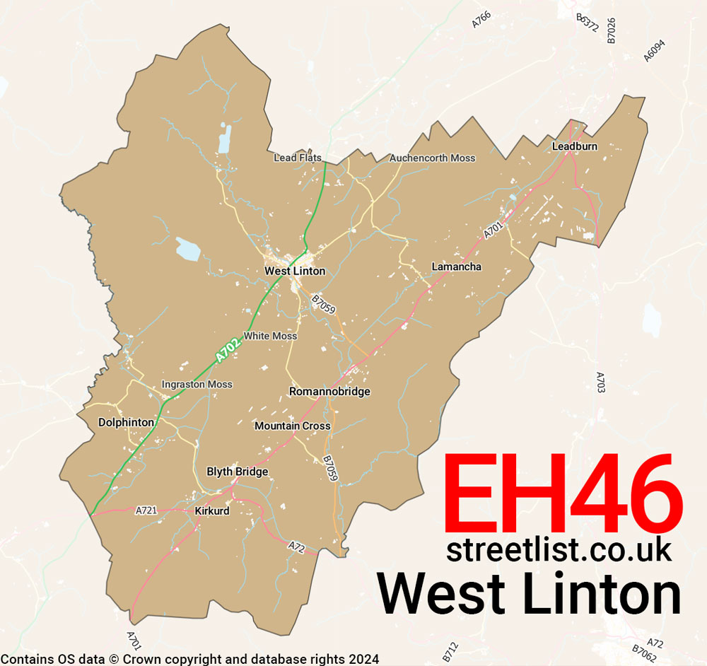 Map of the EH46 postcode