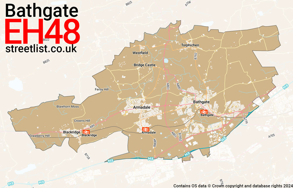 Map of the EH48 postcode