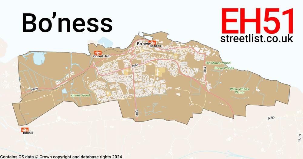 Map of the EH51 postcode