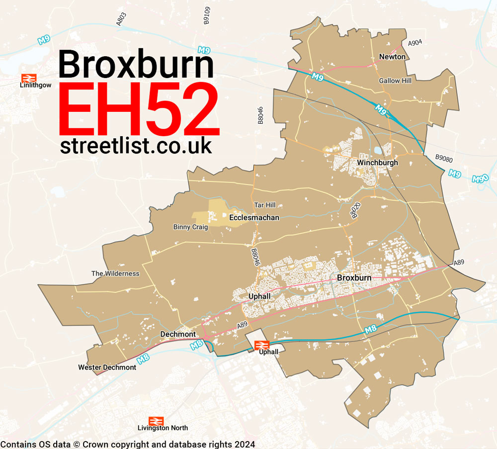 Map of the EH52 postcode