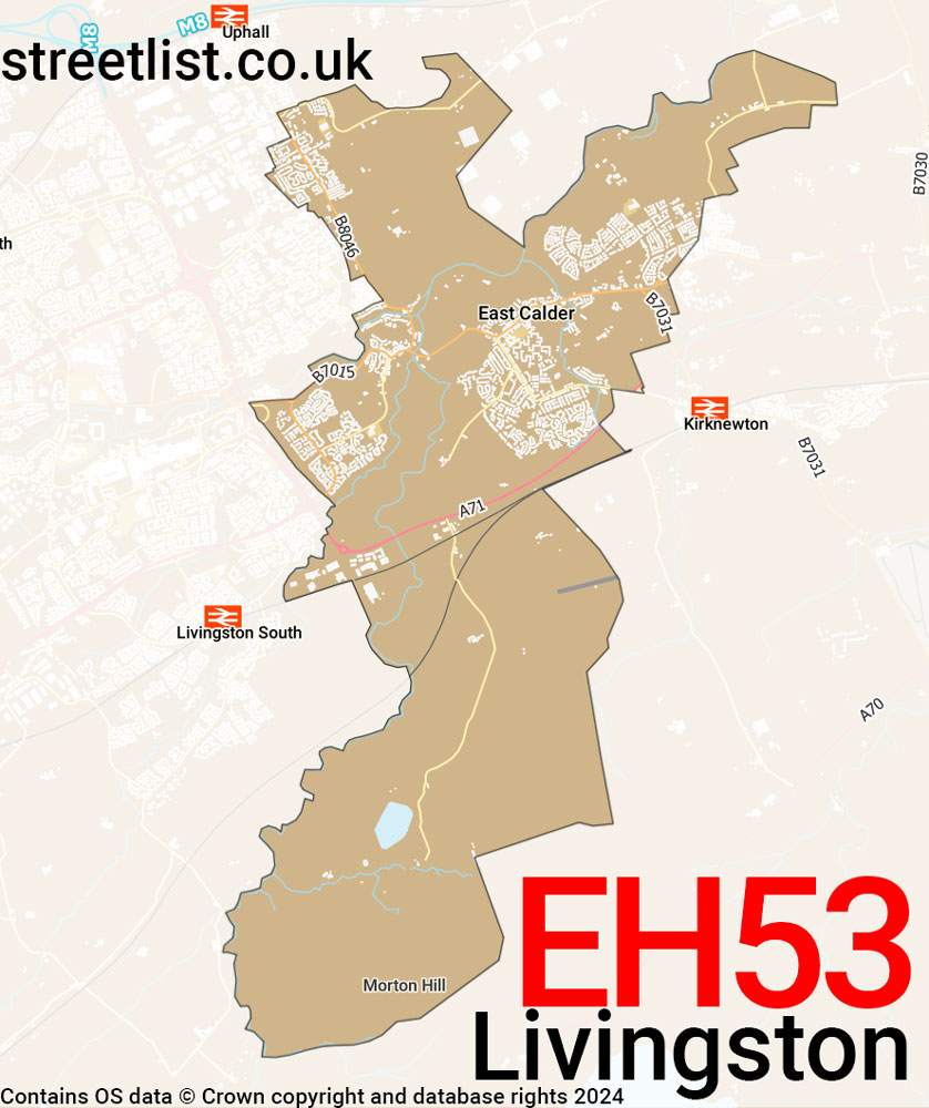 Map of the EH53 postcode