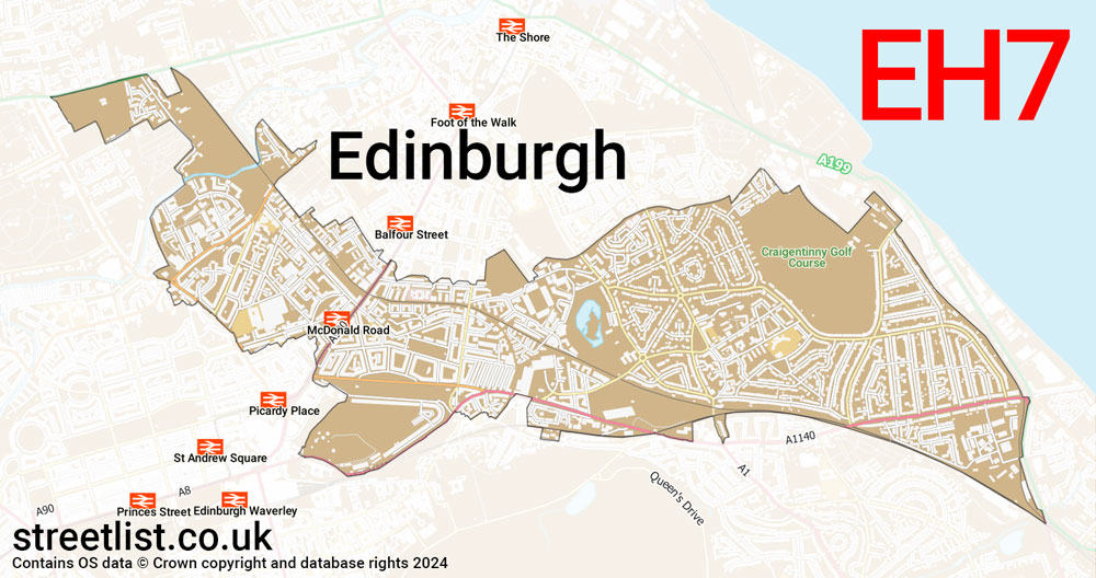 Map of the EH7 postcode