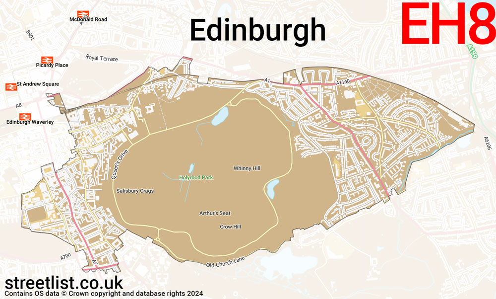 Map of the EH8 postcode