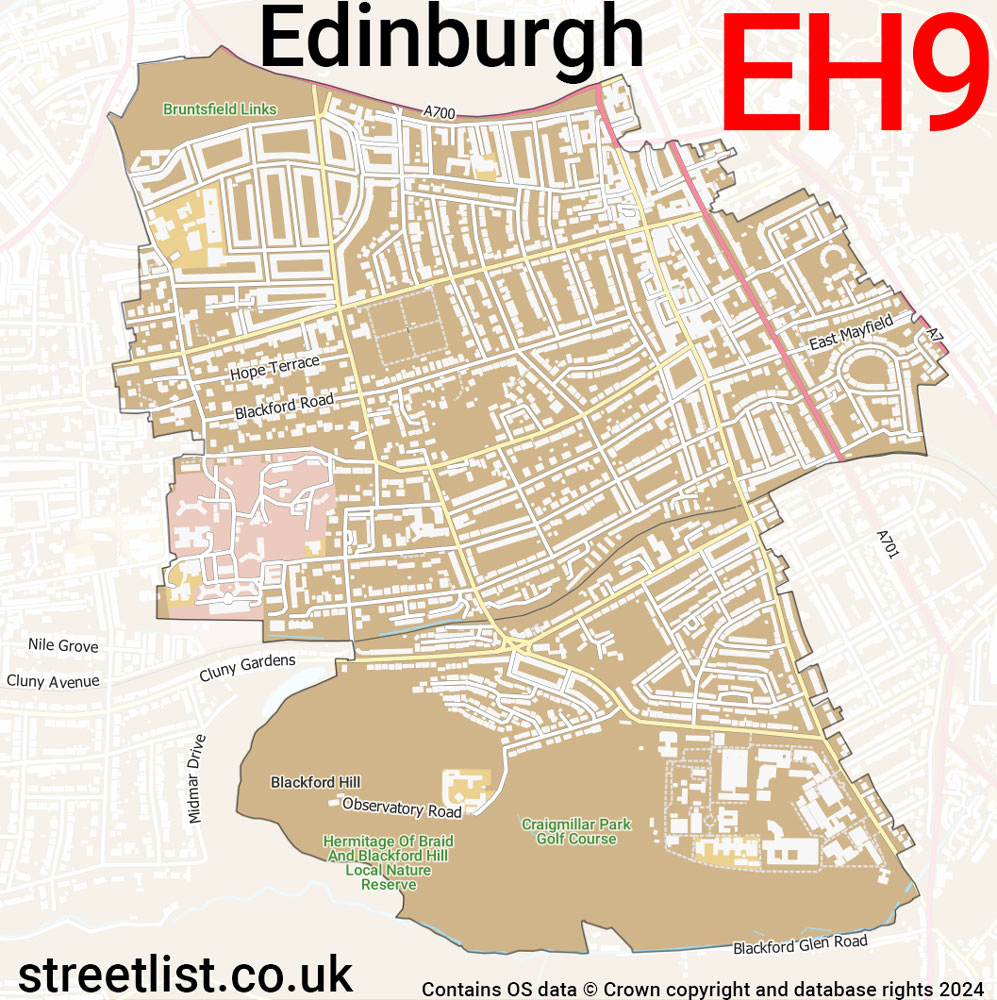 Map of the EH9 postcode