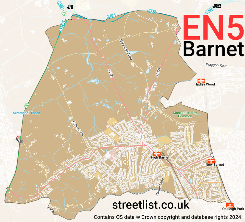 Map of the EN5 postcode