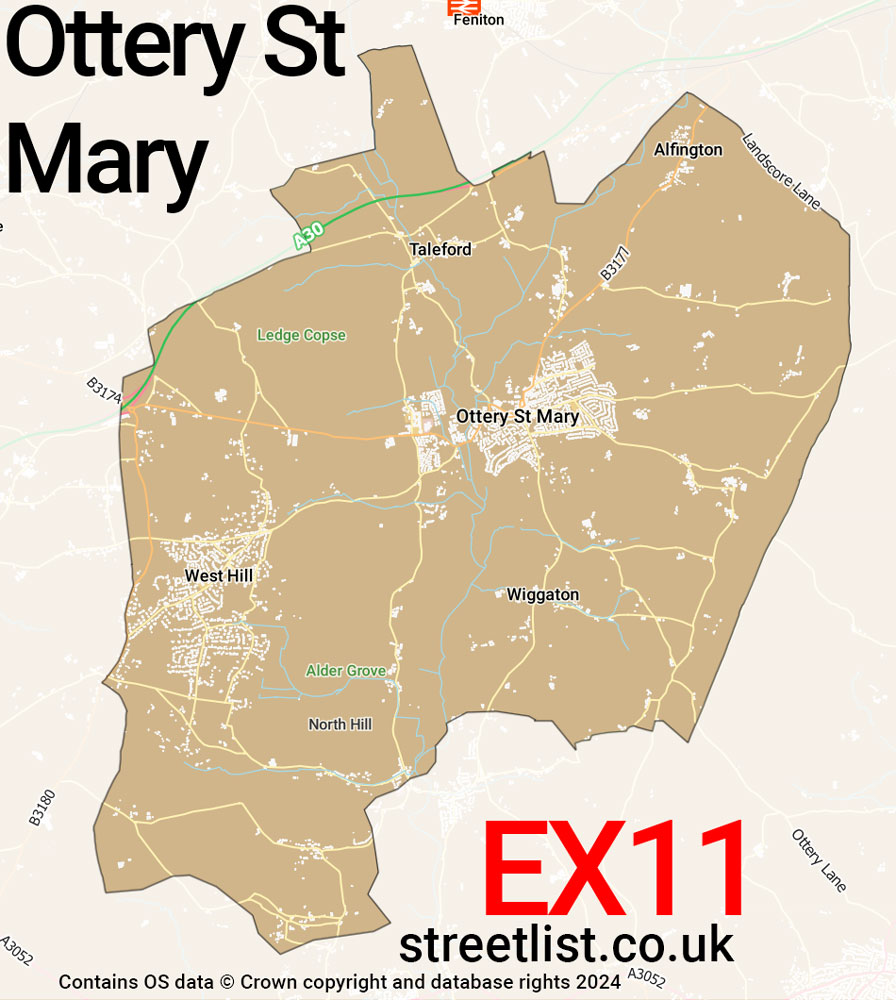 Map of the EX11 postcode