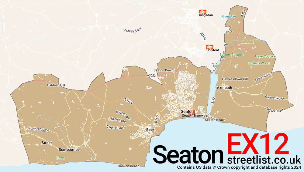 Map of the EX12 postcode