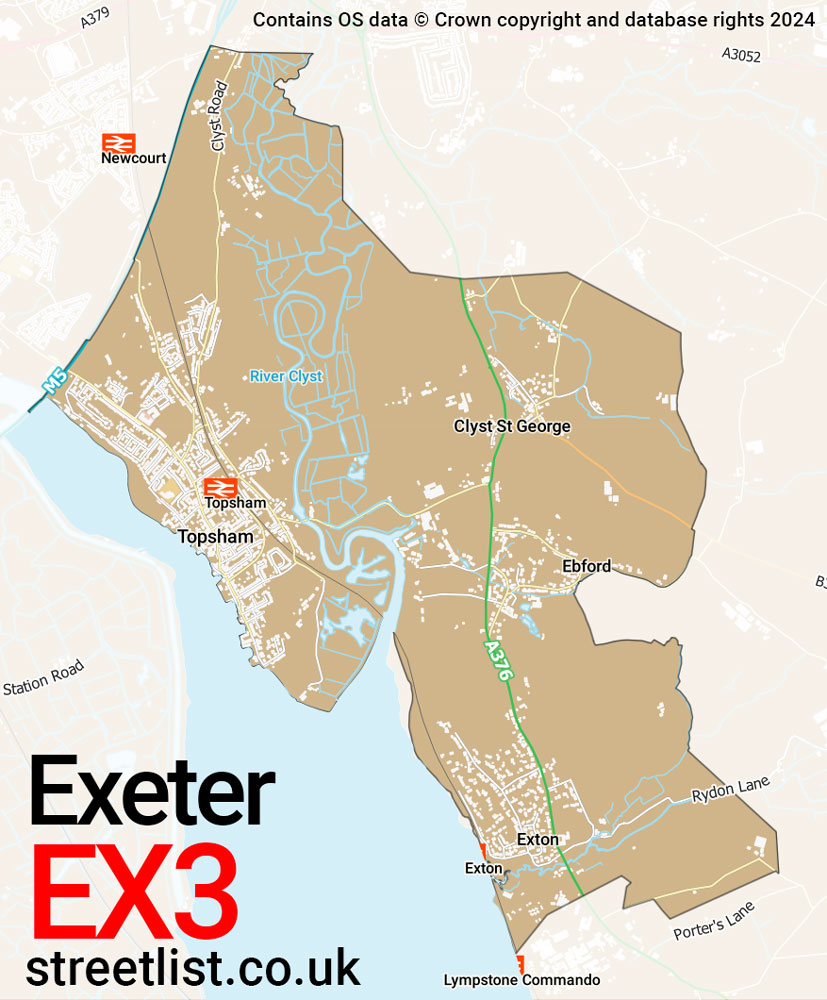 Map of the EX3 postcode