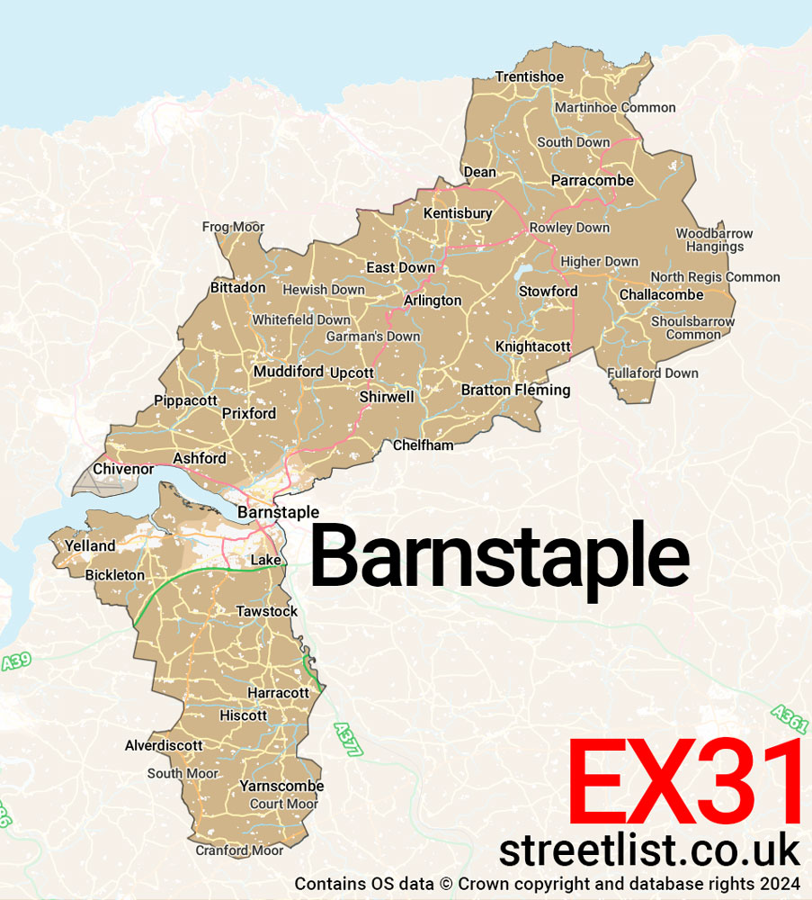 Map of the EX31 postcode