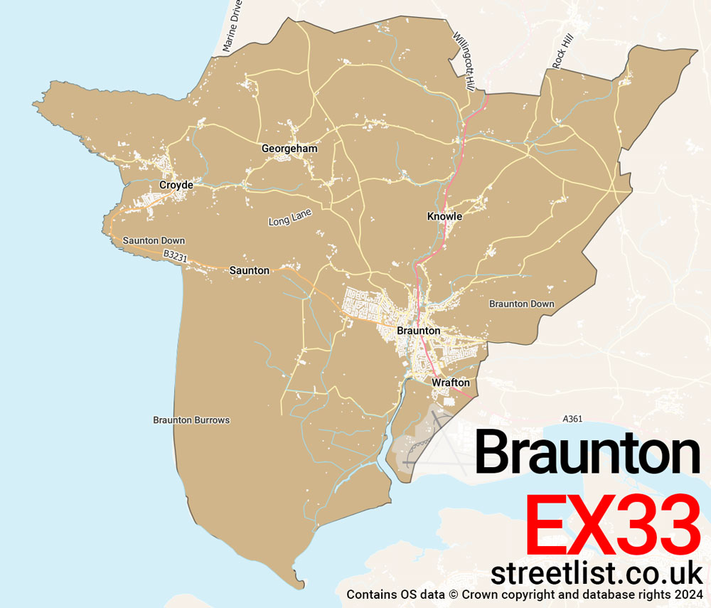 Map of the EX33 postcode