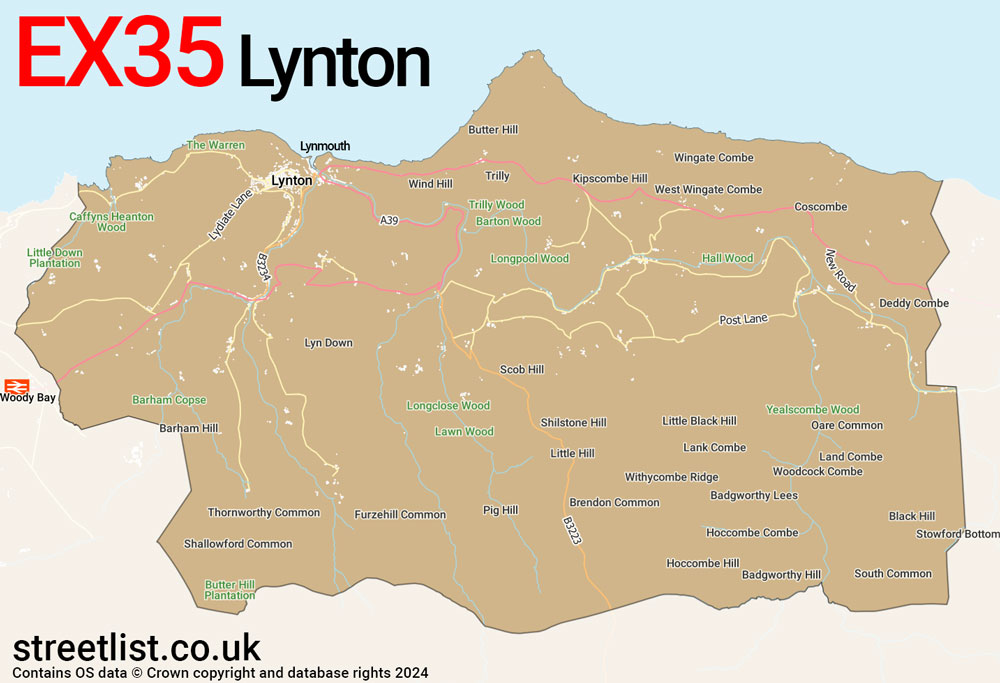 Map of the EX35 postcode