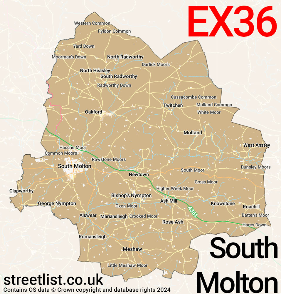 Map of the EX36 postcode