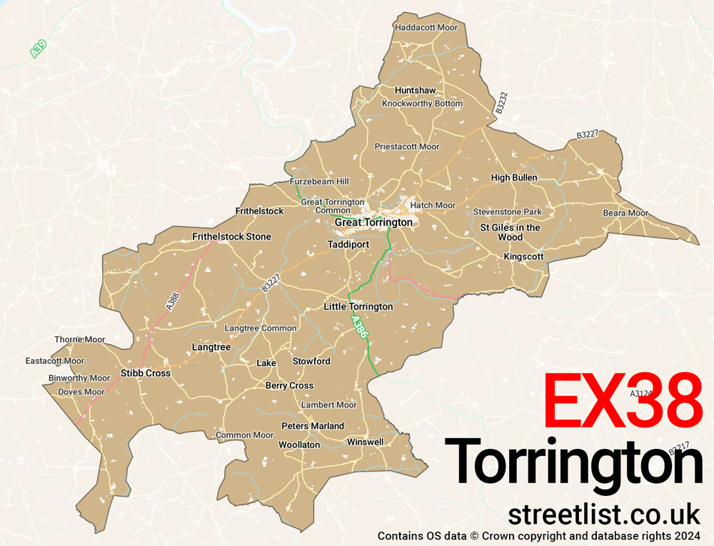 Map of the EX38 postcode