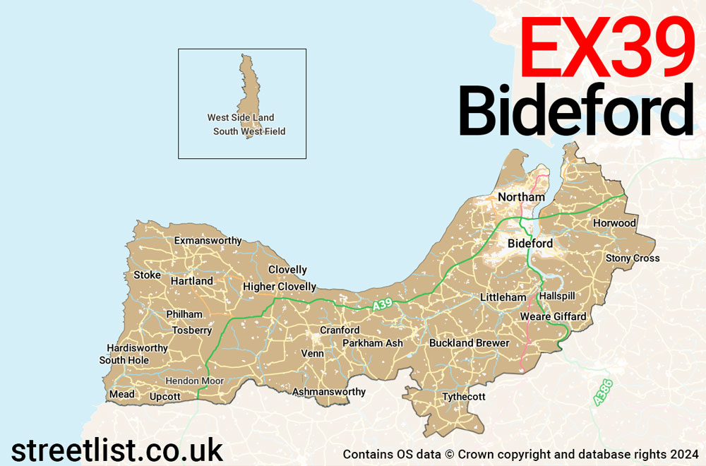 Map of the EX39 postcode