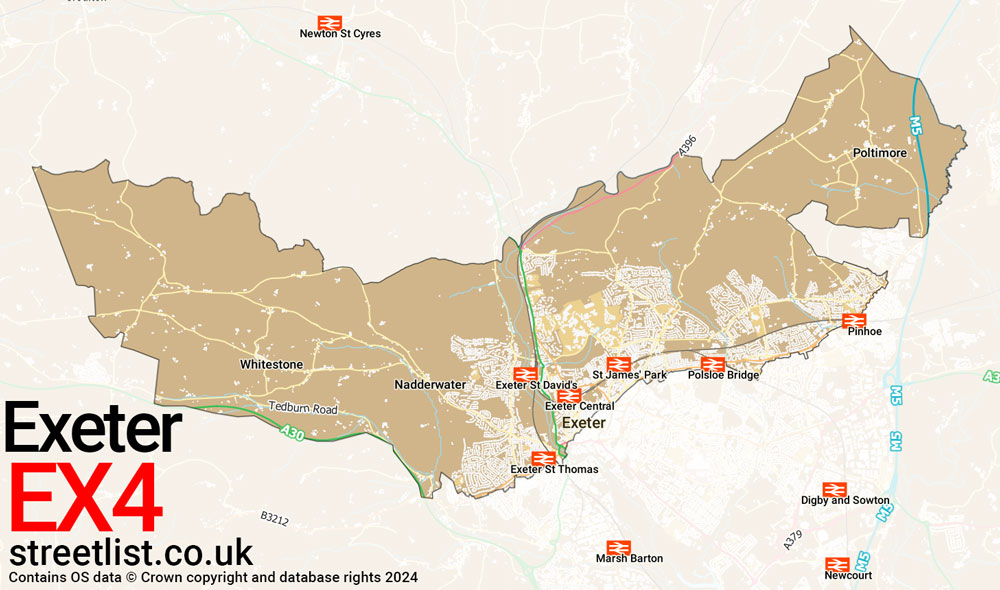 Map of the EX4 postcode