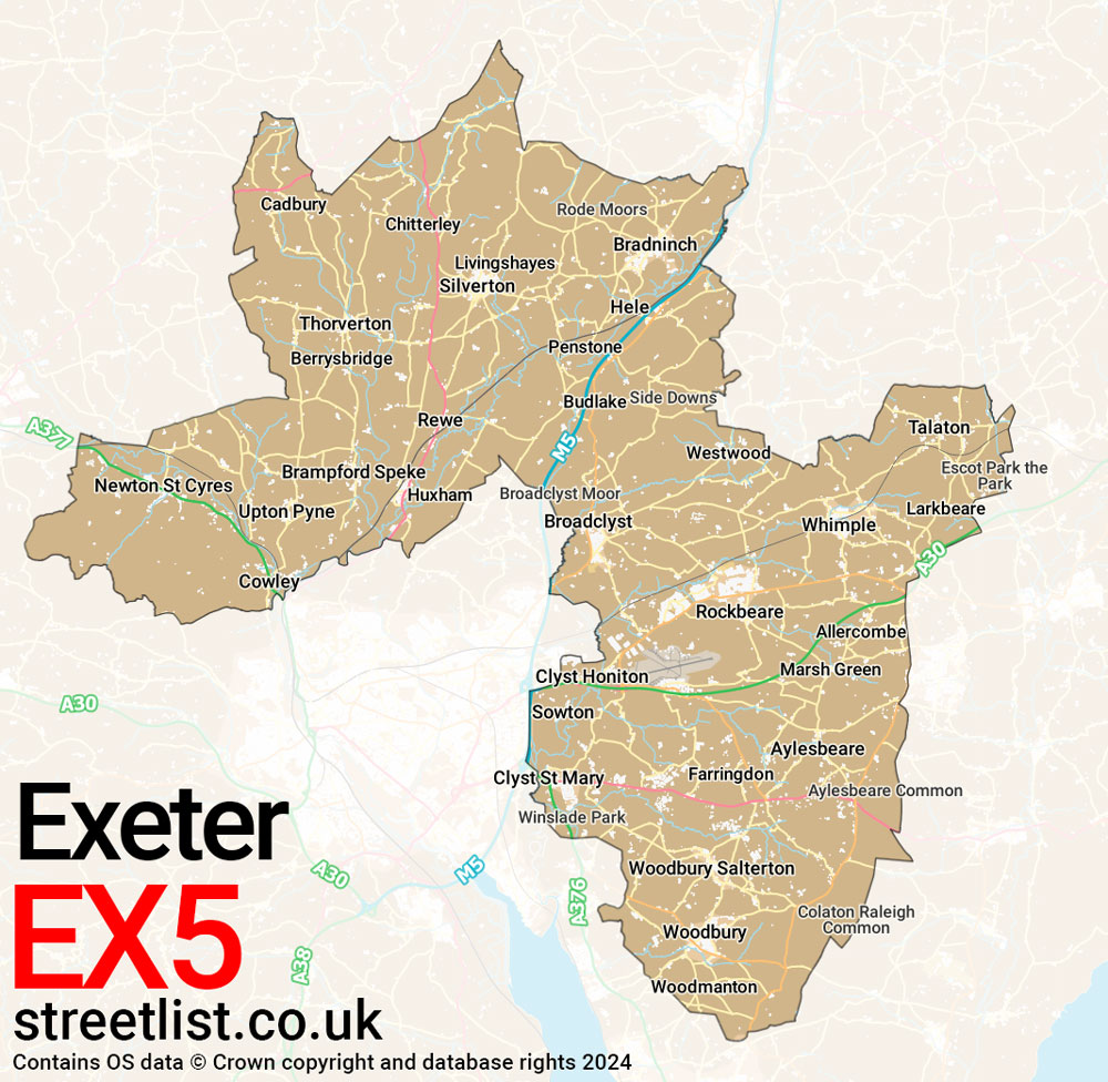 Map of the EX5 postcode