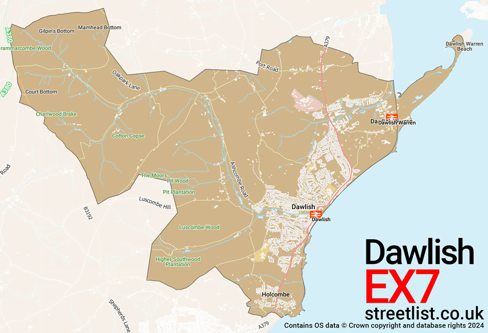 Map of the EX7 postcode