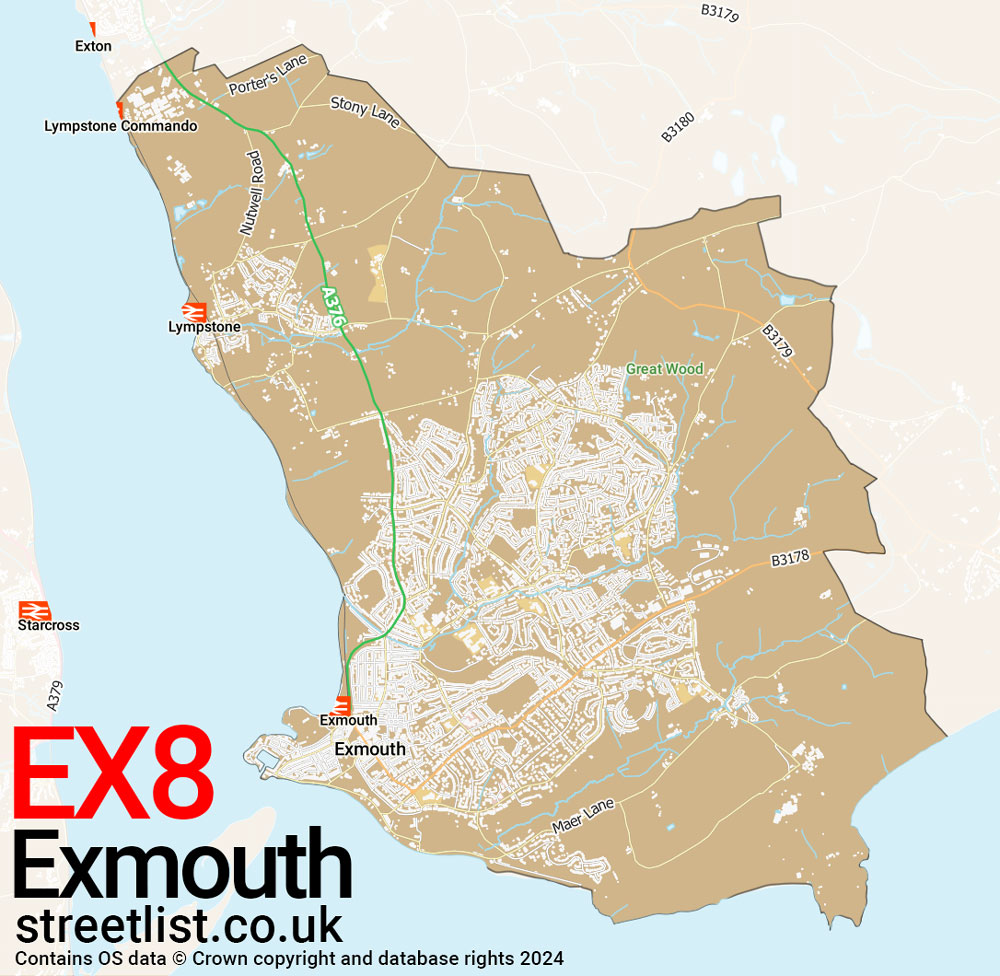 Map of the EX8 postcode