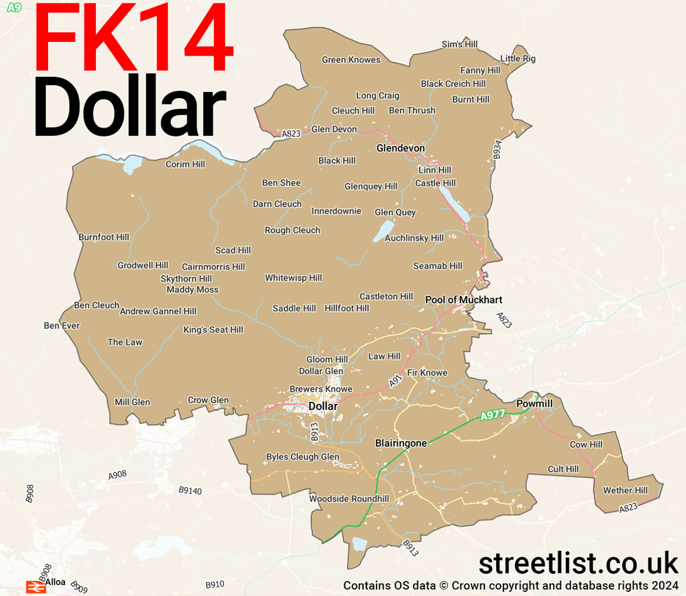 Map of the FK14 postcode