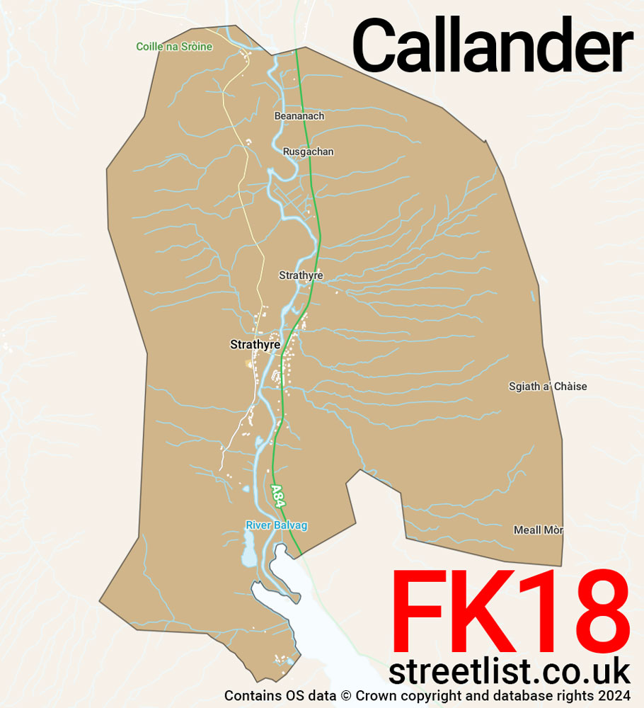 Map of the FK18 postcode