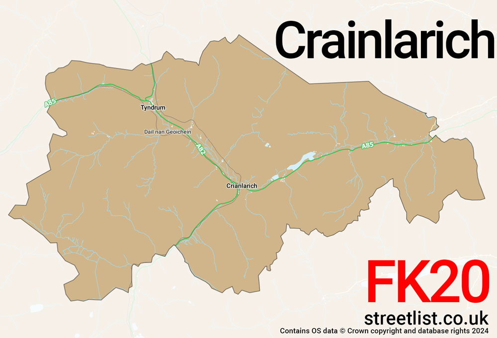 Map of the FK20 postcode