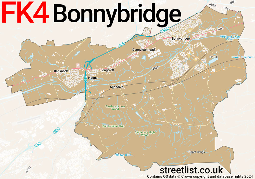 Map of the FK4 postcode