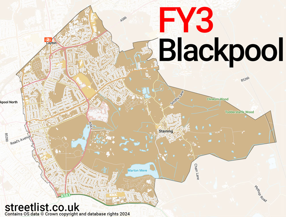 Map of the FY3 postcode