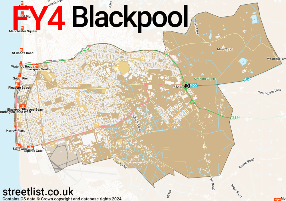 Map of the FY4 postcode