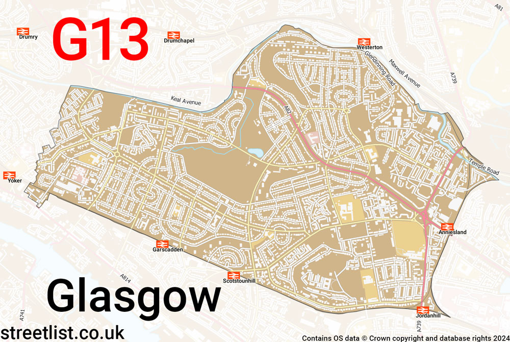 Map of the G13 postcode