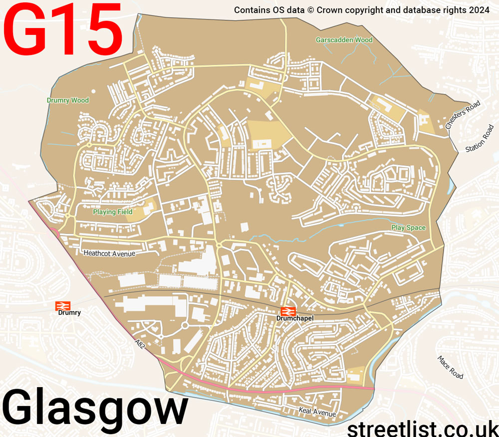 Map of the G15 postcode