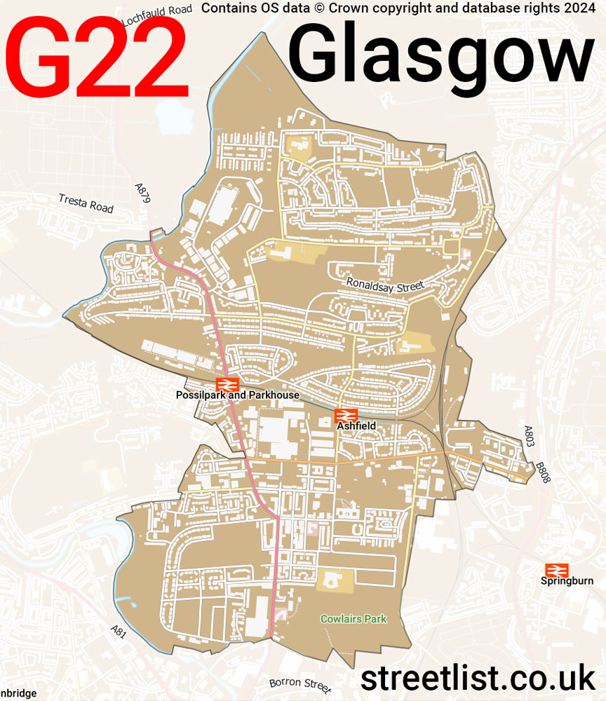 Map of the G22 postcode