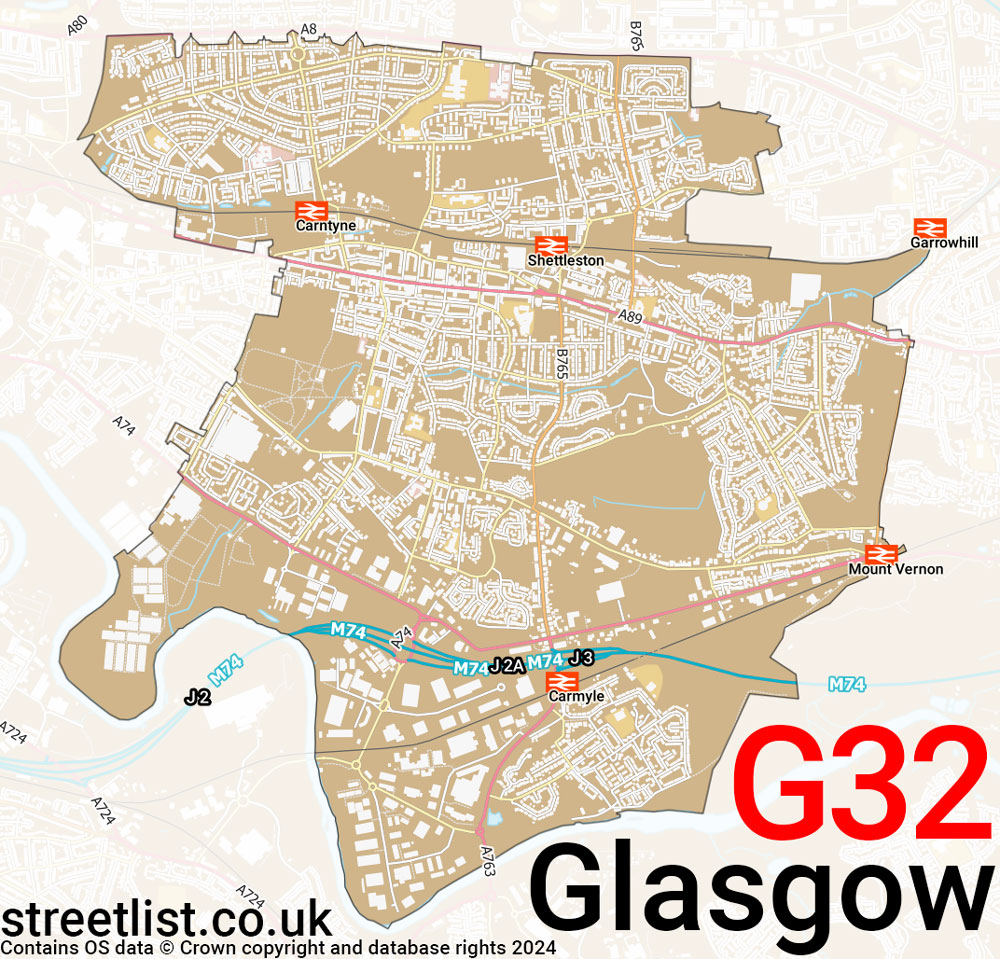 Map of the G32 postcode