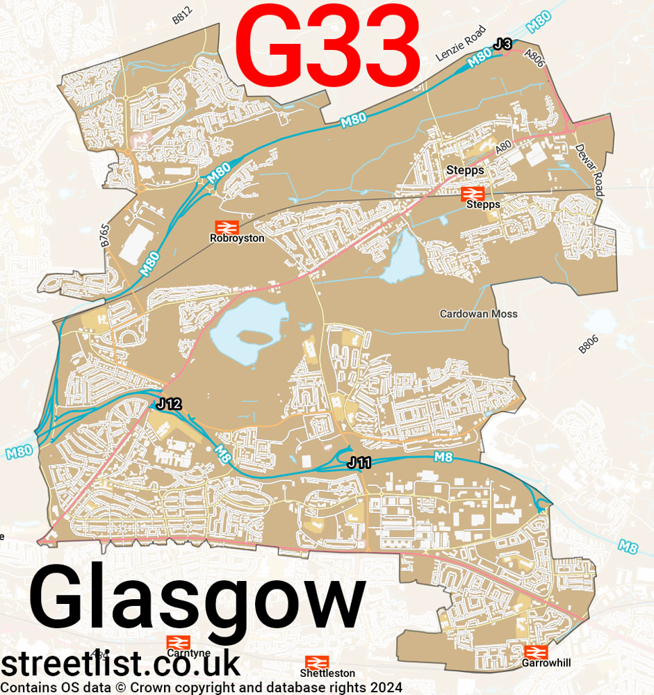 Map of the G33 postcode