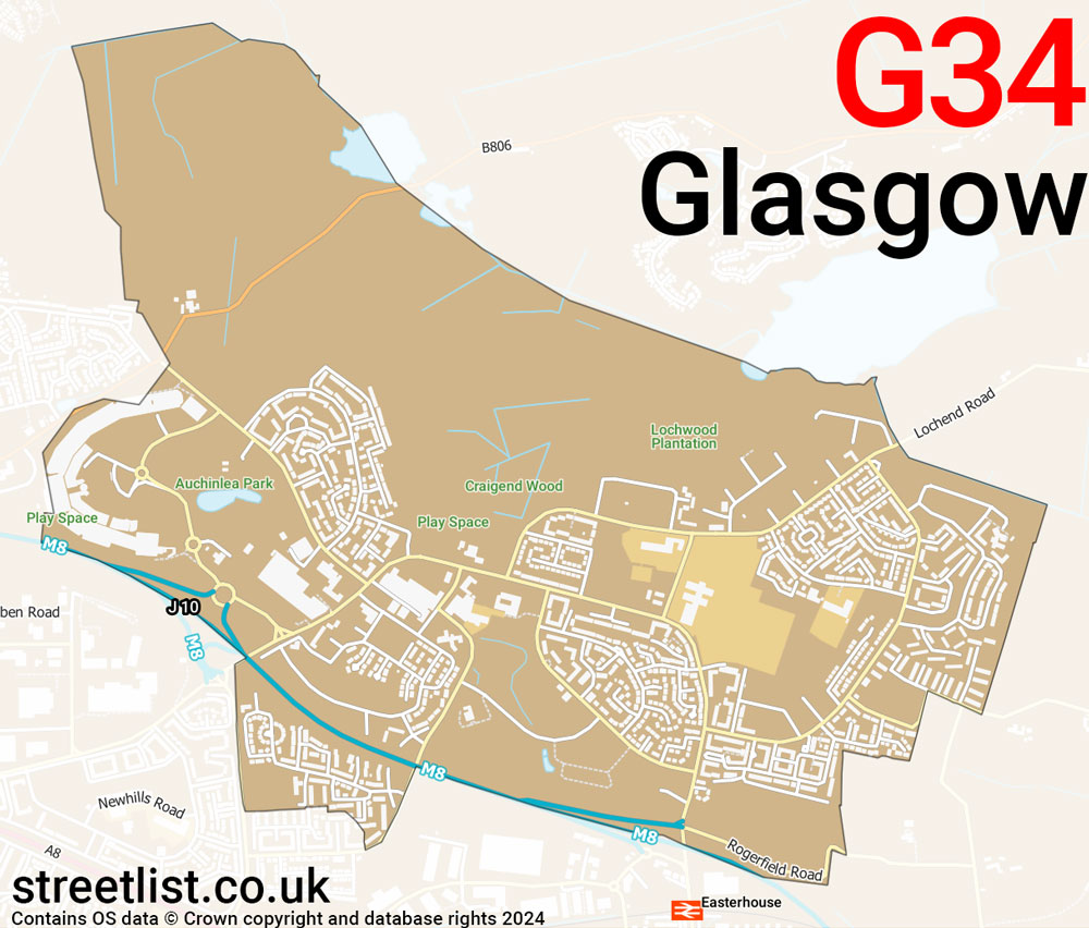 Map of the G34 postcode