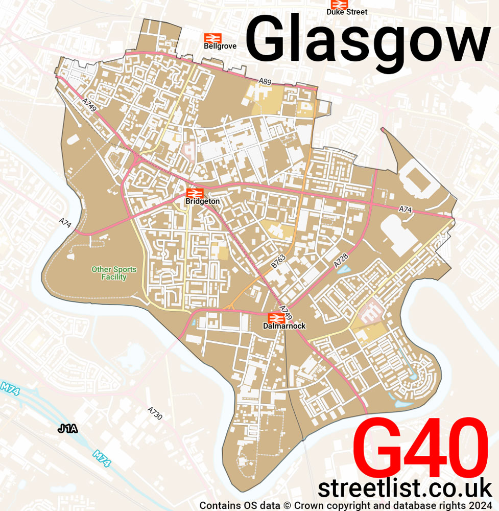 Map of the G40 postcode