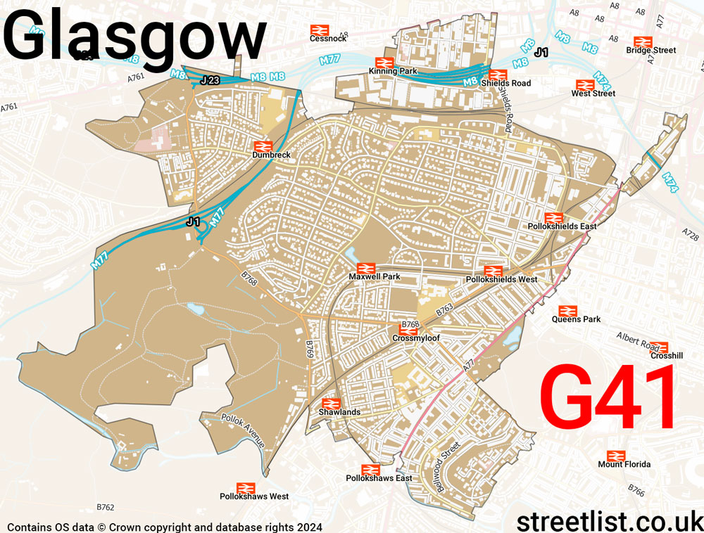 Map of the G41 postcode