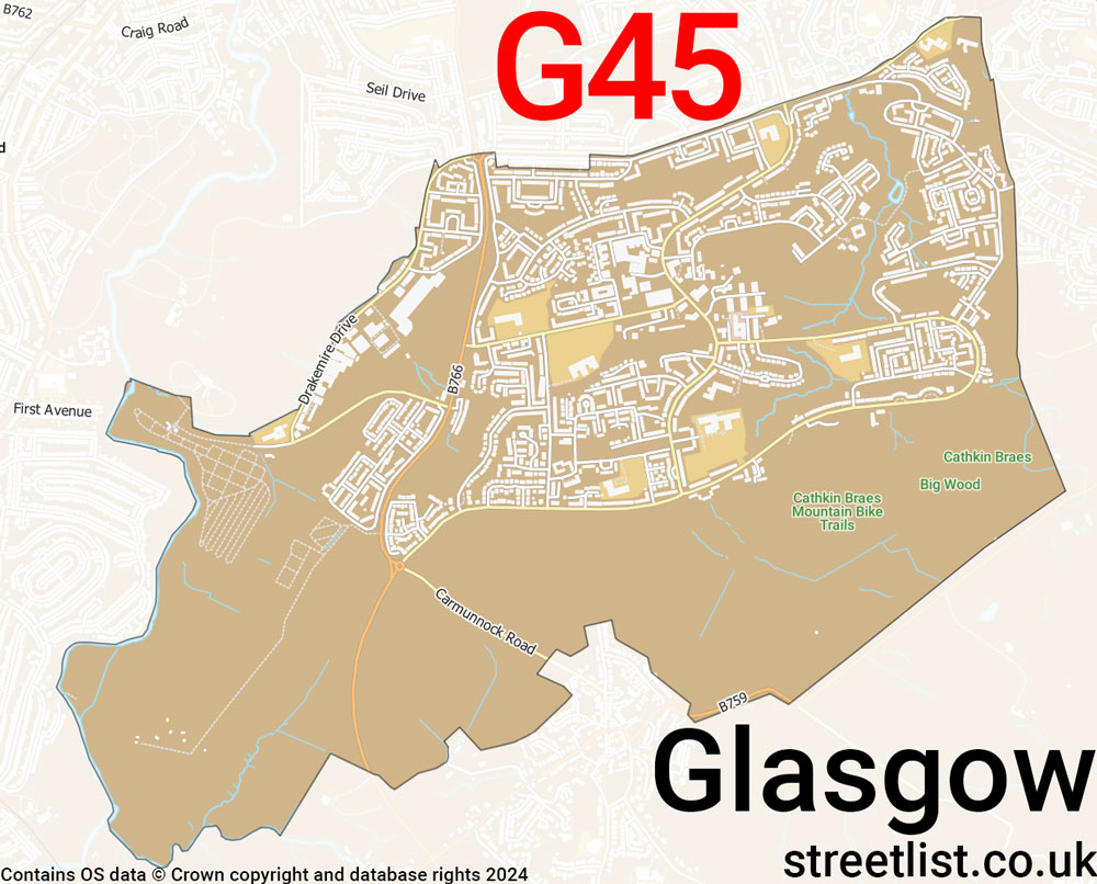 Map of the G45 postcode